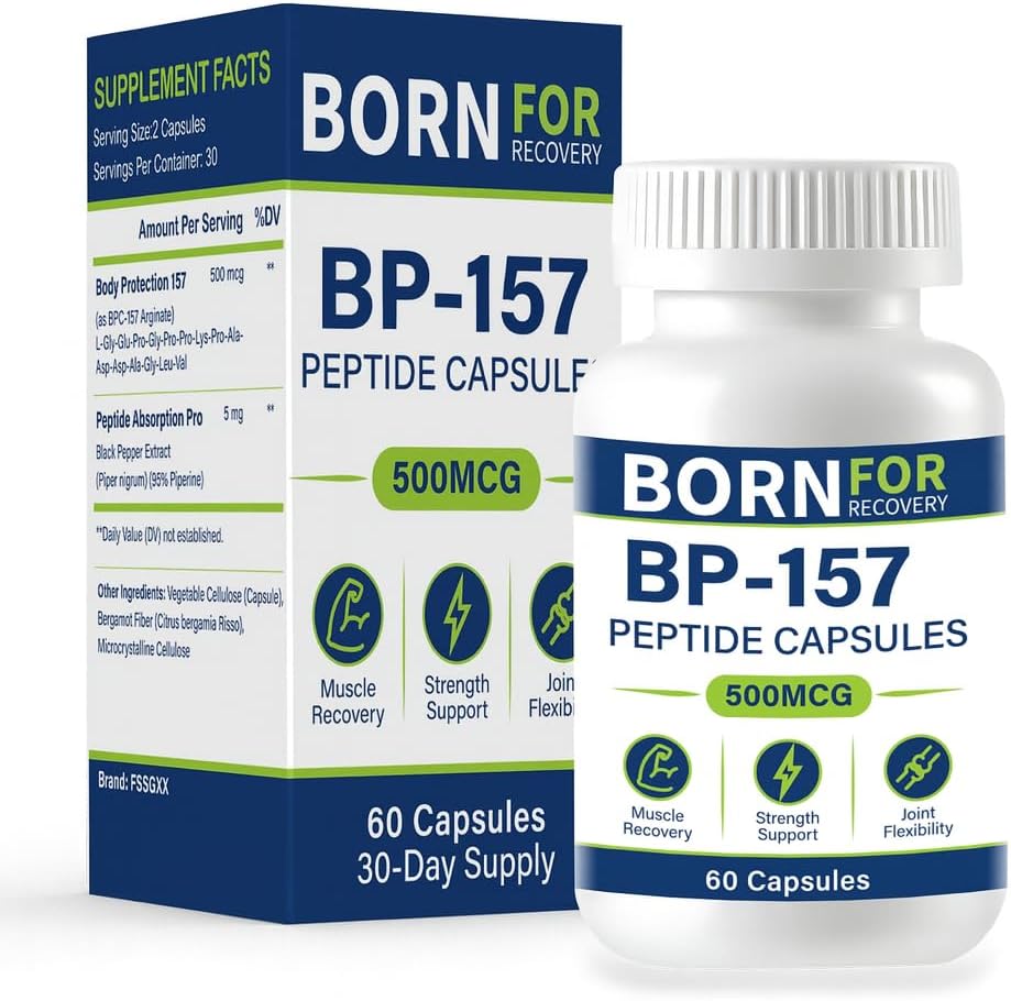 BP 157 Peptide Capsules 500Mcg Support Muscle Growth, 60 Count