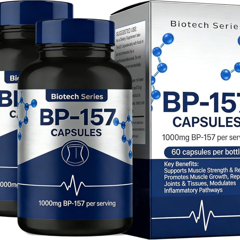 Sounece BPC 157 Peptide Capsules 1000mg, Tissue Repair, Strength, and Promote Digestive and Overall Health, Support Muscle Growth,Total 120 Capsules（ 2 Bottle）